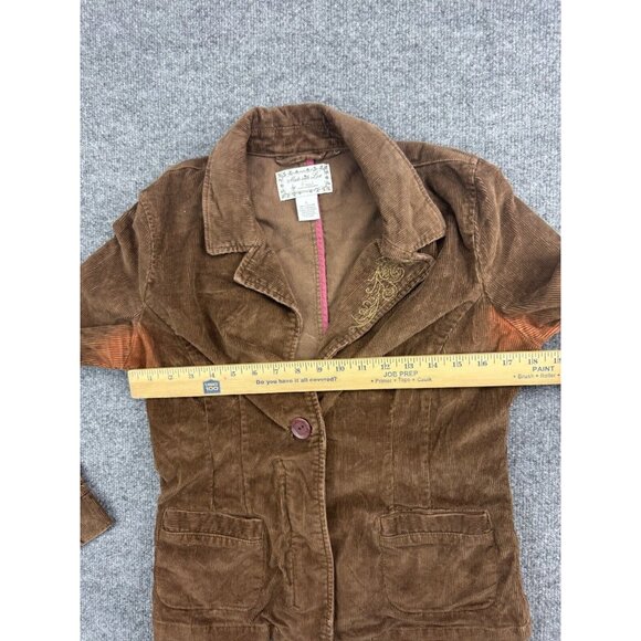 Fossil Corduroy Jacket Women's Large Brown Blazer Button Up Pockets - Picture 3 of 10